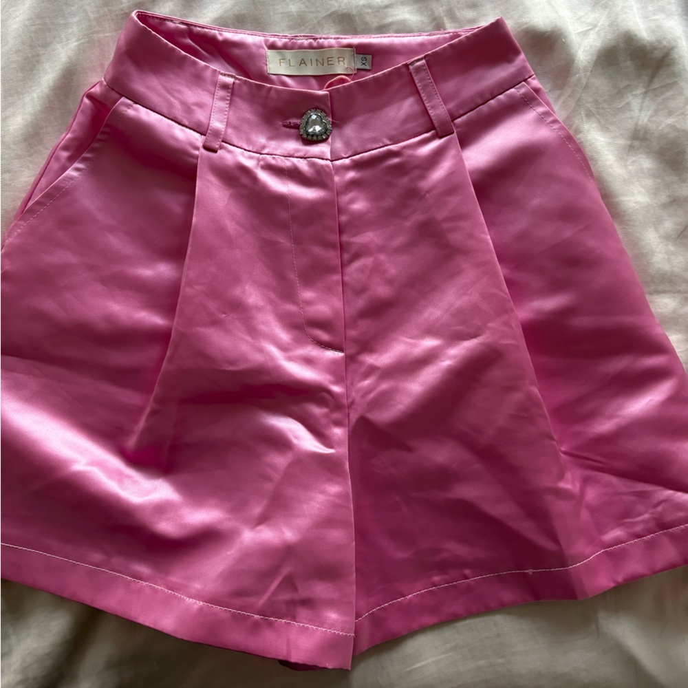 Flainer Pink Raspberry Satin Heart Shorts - Picture 4 of 7